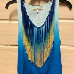 Burning Torch tank top with embroidery.